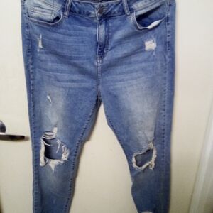 Fashion Nova Light Blue Distressed Skinny Jeans